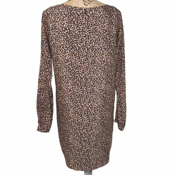 LOFT Leopard Print Shift Longsleeve Dress - Picture 3 of 5